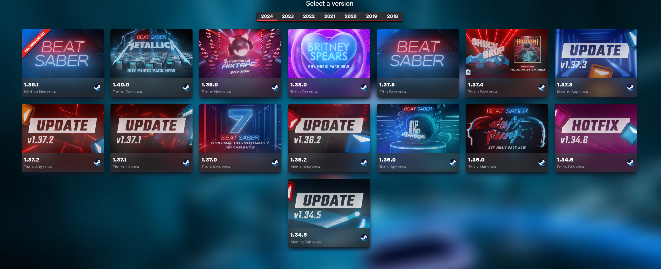 Instalar canciones personalizadas en Beat Saber - 2 / Versiones Beat Saber