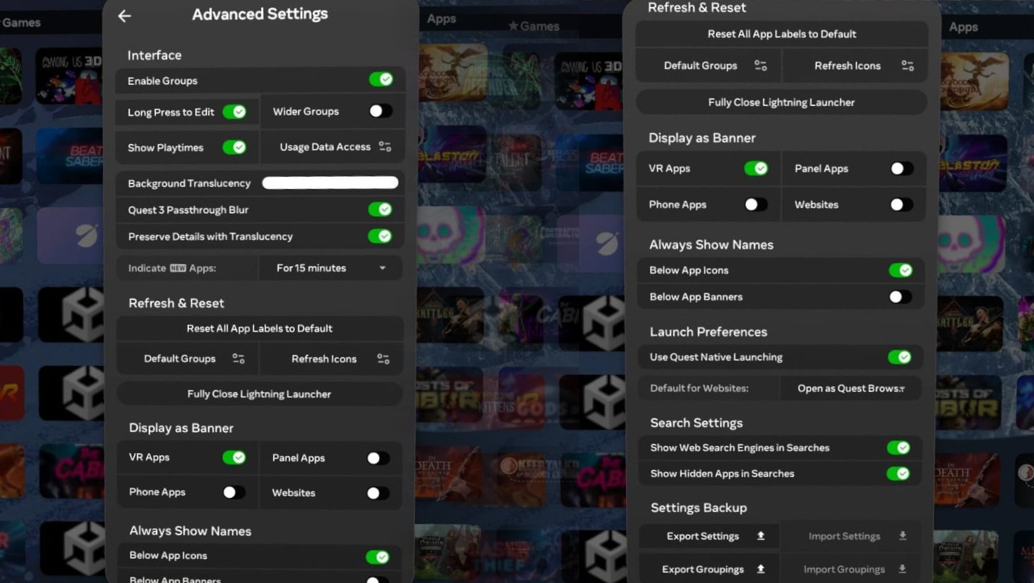 Opciones avanzadas Lightning Launcher