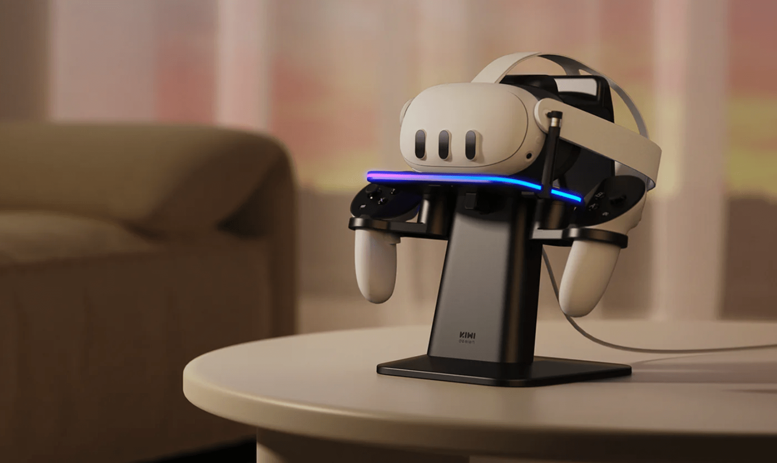 Soporte vertical Kiwi Design QC03 RGB para Meta Quest